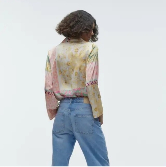Zara Pastel Satin Button Down - Picture 2 of 7
